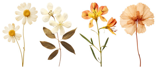 Obraz premium PNG Pressed floral art collection, element set on transparent background