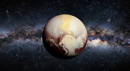 Naklejka premium Pluto with Stunning Milky Way Backdrop in Deep Space 