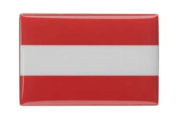 Austria's flag emblem badge proudly displayed with vibrant red and white stripes, perfect for travel and national identity projects