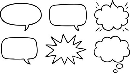 Set of hand drawn speech bubbles. Vector illustration