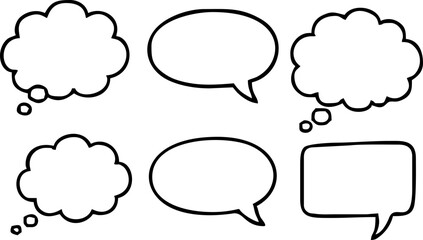 Set of hand drawn speech bubbles. Vector illustration