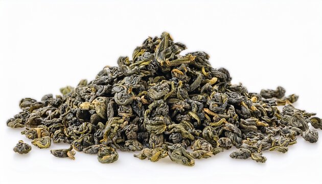 Dry Green Oolong Tea Isolated On White Background Milk Oolong