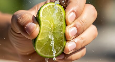 Hand Squeezing Lime