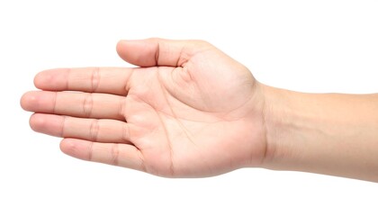 Open palm of a hand isolated on a white background