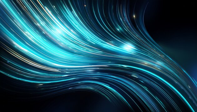 Turquoise And Blue Light Streaks With Sparkles Dark Base