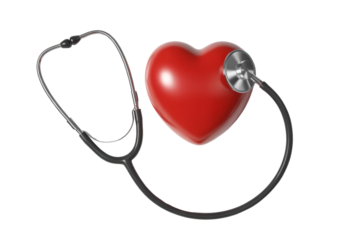 Show your heart some love with this stethoscope listening to a vibrant red heart - perfect for healthcare advertising and medical campaigns