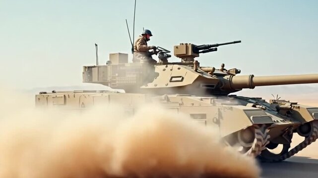 military tank in the white desert