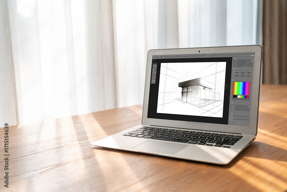 Poster architectural design modish software application for architect business and professional designer