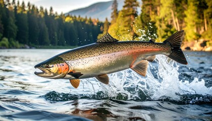 Obraz premium Salmon leaping in a river