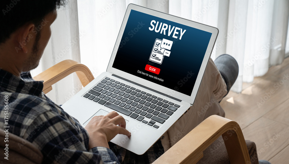 Poster online survey form for modish digital information collection on the internet network