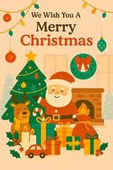 Fototapeta premium Hand Drawn Cute Merry Christmas Characters Illustration