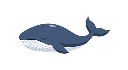 Naklejka premium Stylized depiction of a serene whale in deep sea hue against a bright backdrop conveying calm water world marine life illustration concept