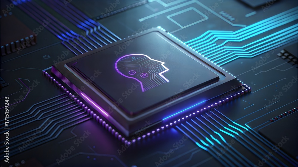 Poster artificial intelligence chip brain technology circuit