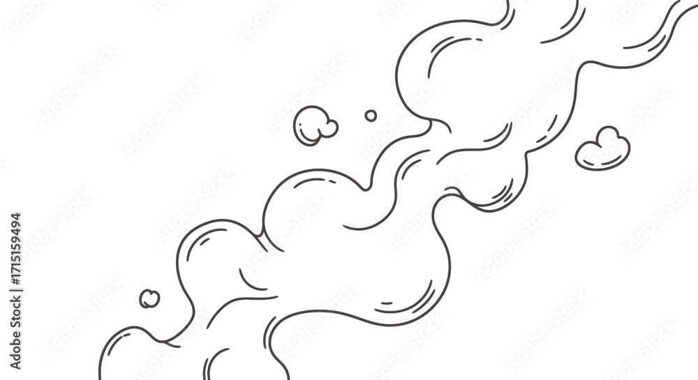Poster a stylized line art vector illustration depicting wispy smoke rising against a clean white backgroun