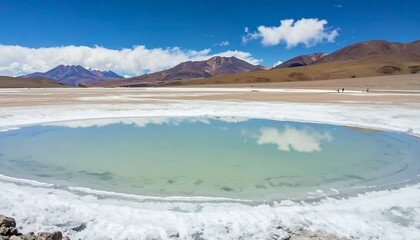 Salty lagoon reflecting mountains