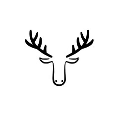 Obraz premium Moose. Moose simple black and white line art vector logo