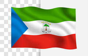 Equatorial Guinea Flag Waving Vector, Isolated without a Background