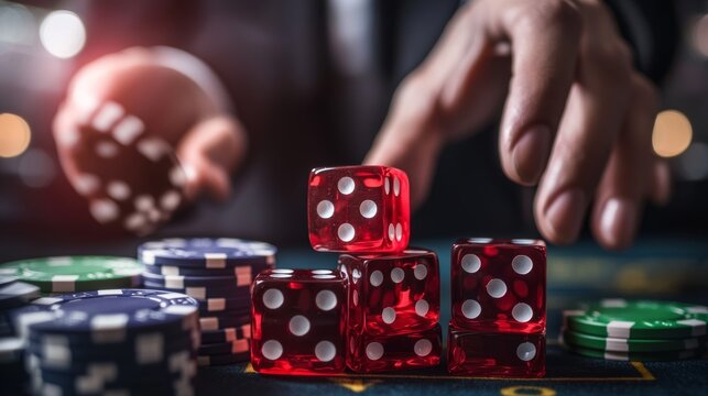 Gambling Concepts. Human model is betting in the game challenging. Betting is a gamble for investment as concept