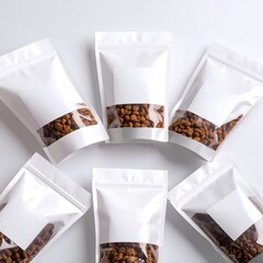Pet food pouches arranged