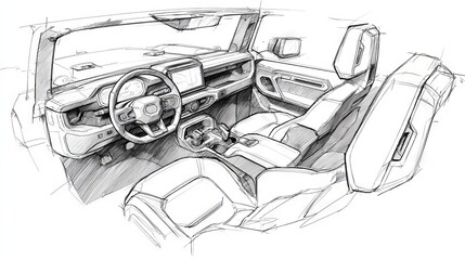 High-End Automotive Interior – Chinese Industrial Design Sketch