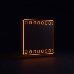 A dark, minimal 3D rendering showcases a glowing  strip against a black backdrop.