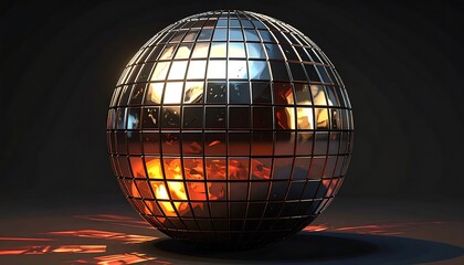 Reflective metallic sphere with intricate grid design
