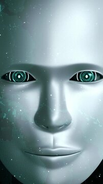 Futuristic robot artificial intelligence huminoid AI programming coding technology development and machine learning concept. Robotic bionic science research for future of human life. 3D rendering.