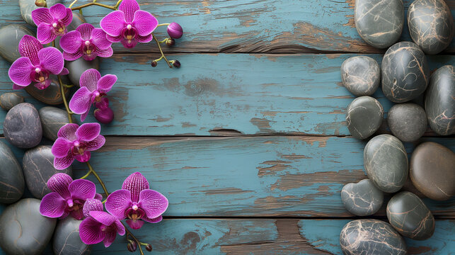 Pedras de Spa com Orqu&iacute;deas Roxas