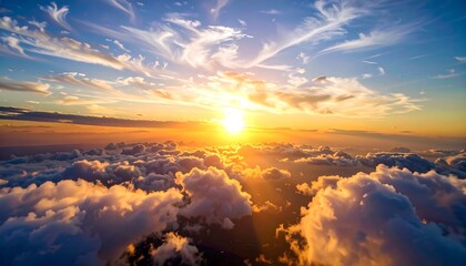 Fototapeta premium Sunrise over clouds