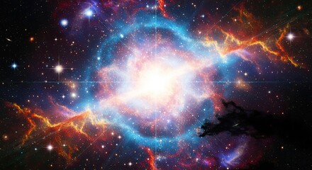 Fototapeta premium Vibrant Cosmic Nebula and Stars in Deep Space.
