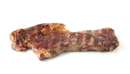 Piece of delicious grilled beef meat isolated on white