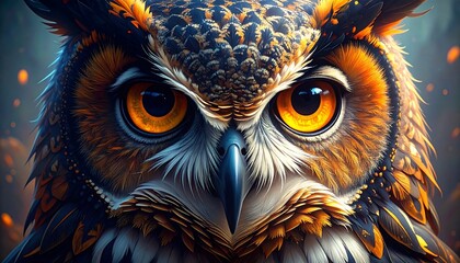 Intriguing Owl Gaze, Detailed Nocturnal Bird Portrait
