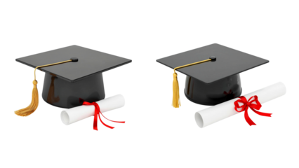 Set of graduation cap and diploma PNG