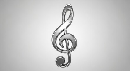 Obraz premium Elegant Silver Treble Clef Isolated on Plain Background for Musical Themes
