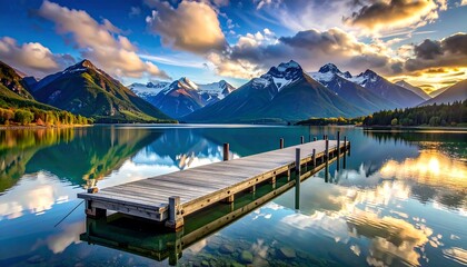 Serene mountain lake sunrise (2)