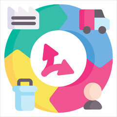 Circular Economy Icon – Eco-Friendly Recycling and Sustainability Vector