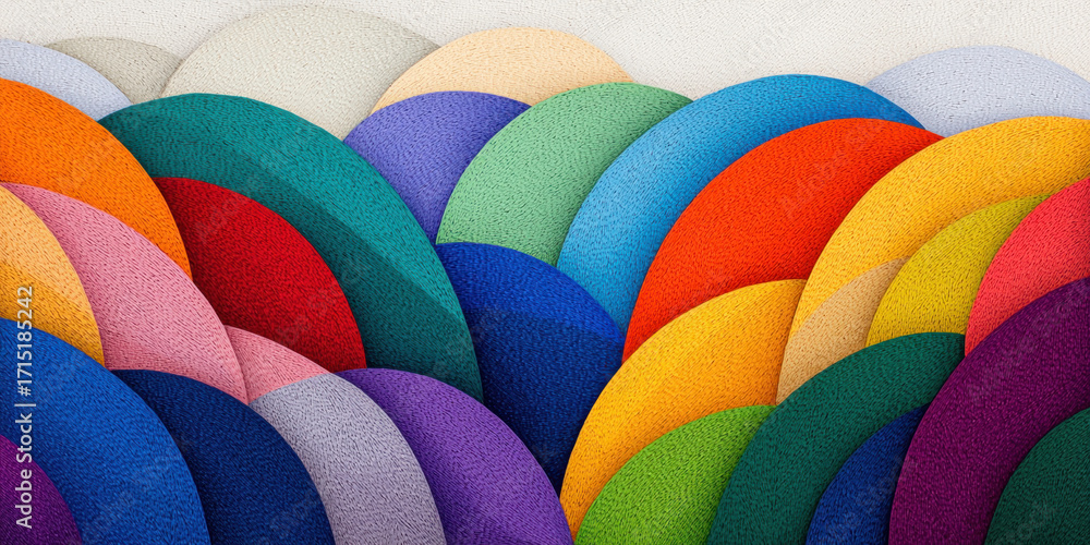 Aufkleber vibrant field of curved colorful shapes creates an abstract composition with bold hues, soft edges, 