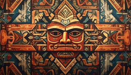 Intricate Tribal Face Pattern Design