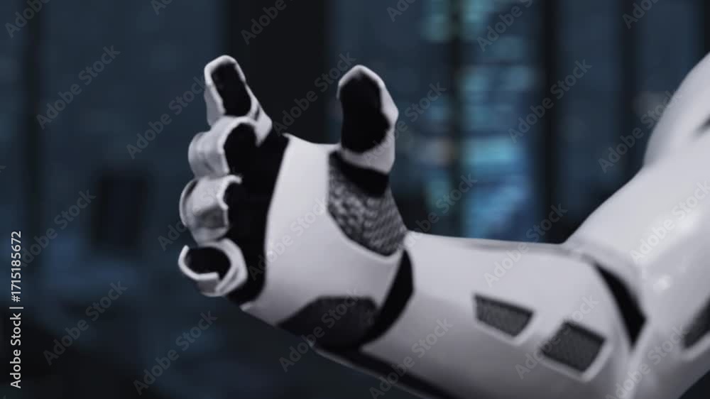 Poster human and robotic interaction in a modern digital marketing setting, showcasing the b2c concept with