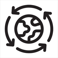 Circular Economy Flat Icon – Sustainability, Recycling, Eco Innovation