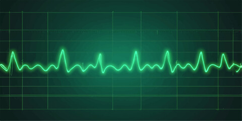 Electrocardiogram EKG heartbeat on a medical monitor screen showing a healthy pulse line