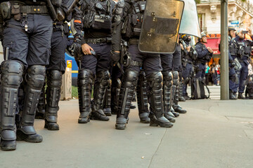 anti riot police patroling in the streets of Paris