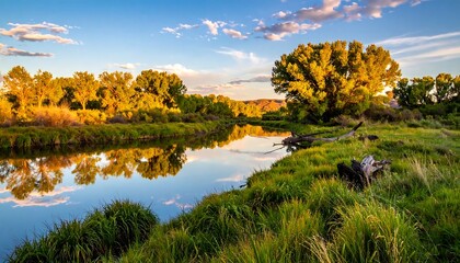 Serene river at sunset