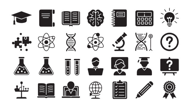 Collection of education and science themed icons