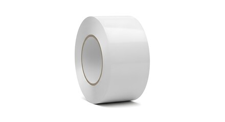 Bright White Adhesive Tape Roll Standing on a Clean Background