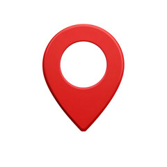 Simple red location pin icon isolated on a solid black background for navigation and mapping