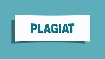 Plagiat (plagiarism) - A card isolated on light green background.
