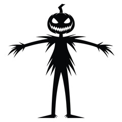 Spooky pumpkin scarecrow silhouette black halloween
