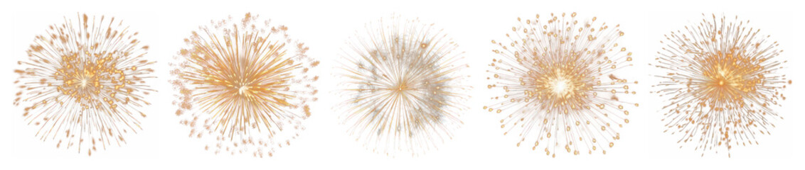 PNG Golden fireworks celebration night, element set on transparent background