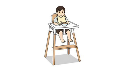 Toddler enjoying meal in high chair, capturing precious childhood moments and care